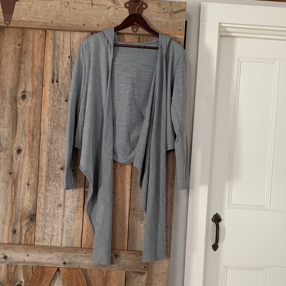 Ancient Language Open Front Cardigan in Gray